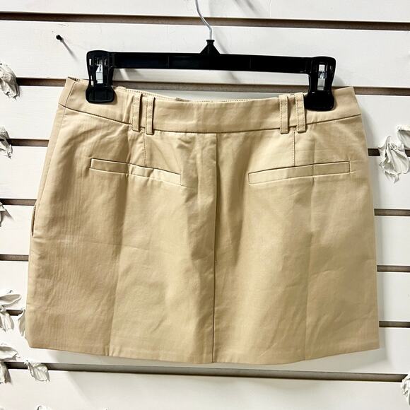 Shona Joy Sabato Cotton Blend Low Rise Micro Mini Skirt Khaki Beige Women's US 2 - Picture 4 of 5